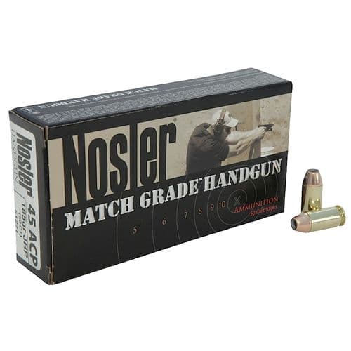 Nosler 51284 Match Grade 45 ACP 230 gr Jacketed Hollow Point (JHP) 50 Bx/ 10 Cs Nosler 51284 Match Grade 45 ACP 230 gr Jacketed Hollow Point (JHP) 50 Bx/ 10 Cs