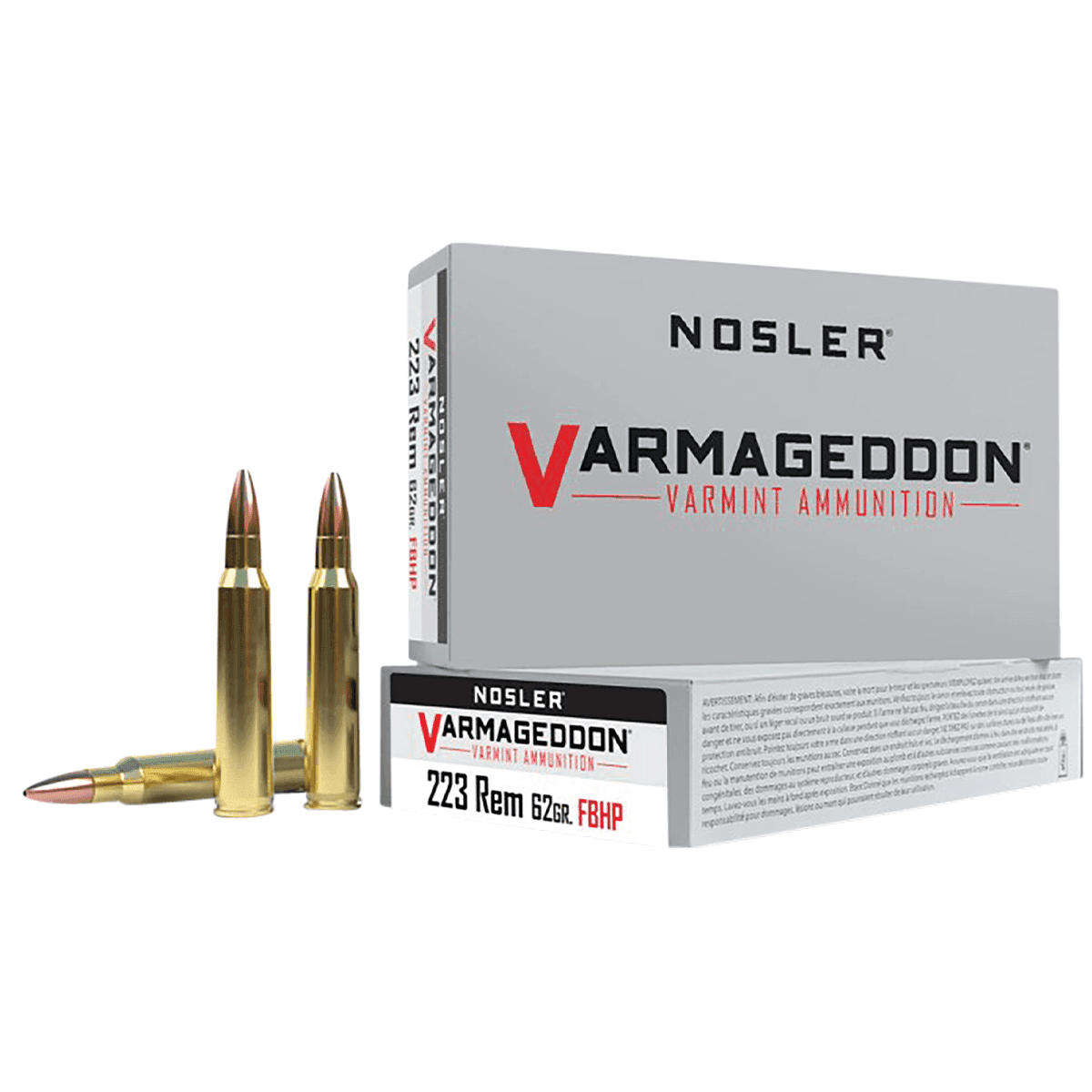 Nosler 40223 Varmageddon 223 Rem 62 gr Flat Base Hollow Point (FBHP) 20 Bx/ 10 Cs Nosler 40223 Varmageddon 223 Rem 62 gr Flat Base Hollow Point (FBHP) 20 Bx/ 10 Cs