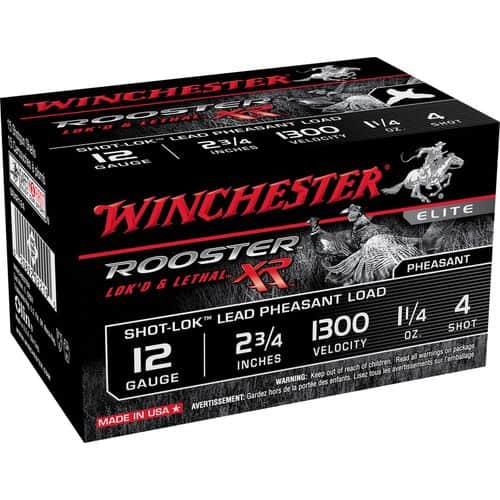 Winchester Ammo SRXR124 Rooster XR Shot-Lok 12 Gauge 2.75" 1 1/4 oz 4 Shot 15 Bx/ 10 Cs Winchester Ammo SRXR124 Rooster XR Shot-Lok 12 Gauge 2.75" 1 1/4 oz 4 Shot 15 Bx/ 10 Cs