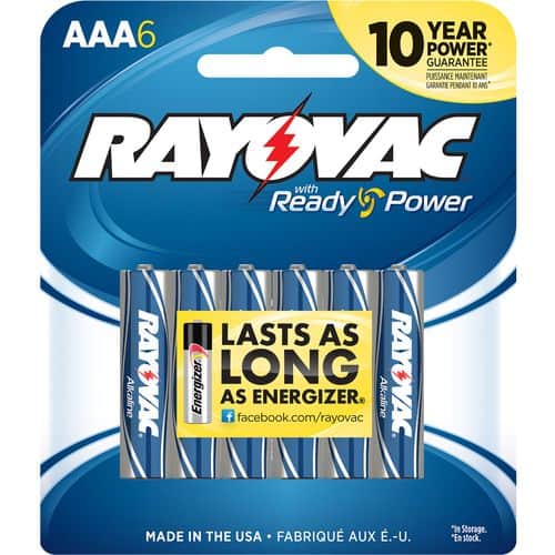 Rayovac 824-6F AAA Alkaline AAA 1.5V Alkaline Stick 6 Rayovac 824-6F AAA Alkaline AAA 1.5V Alkaline Stick 6