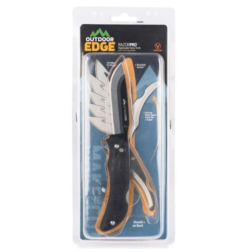 Outdoor Edge RO10C RazorPro 3.50" Folding Razor/Gut Plain 420J2 Stainless Steel Blade TPR Black Handle Outdoor Edge RO10C RazorPro 3.50" Folding Razor/Gut Plain 420J2 Stainless Steel Blade TPR Black Handle