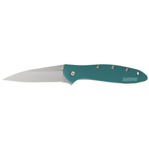 Kershaw 1660TEAL Leek 3" Drop Point Plain Bead Blasted 14C28N Sandvik Teal Anodized Aluminum Handle Folding Kershaw 1660TEAL Leek 3" Drop Point Plain Bead Blasted 14C28N Sandvik Teal Anodized Aluminum Handle Folding