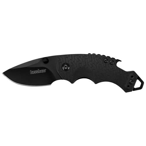 Kershaw 8700BLK Shuffle 2.40" Drop Point Plain Black Oxide 8Cr13MoV SS FRN Black K Texture Handle Folding Kershaw 8700BLK Shuffle 2.40" Drop Point Plain Black Oxide 8Cr13MoV SS FRN Black K Texture Handle Folding