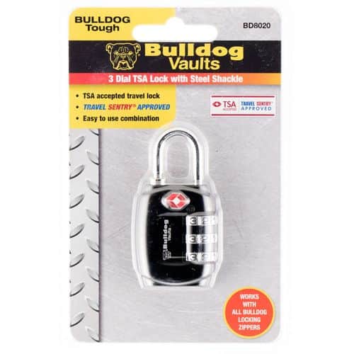 Bulldog BD8020 TSA Lock Open With Combination Black Steel Bulldog BD8020 TSA Lock Open With Combination Black Steel