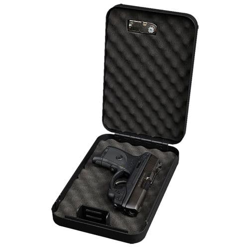 Bulldog BD1126 Personal Vault Combination/Key Entry Black Powder Coat Steel Holds 1 Handgun 9.50" L x 6.50" W x 2" D Bulldog BD1126 Personal Vault Combination/Key Entry Black Powder Coat Steel Holds 1 Handgun 9.50" L x 6.50" W x 2" D