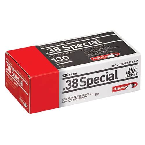Aguila 1E382521 Pistol 38 Special 130 gr Full Metal Jacket (FMJ) 50 Bx/ 20 Cs Aguila 1E382521 Pistol 38 Special 130 gr Full Metal Jacket (FMJ) 50 Bx/ 20 Cs