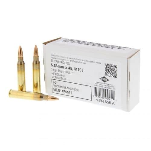 MEN556A: MEN M193 5.56x45mm NATO 56 Grain FMJ 30 Round Box MEN556A: MEN M193 5.56x45mm NATO 56 Grain FMJ 30 Round Box
