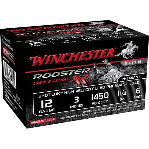 Winchester Ammo SRXR123HV6 Rooster XR Shot-Lok High Velocity 12 Gauge 3" 1 1/4 oz 6 Shot 15 Bx/ 10 Cs Winchester Ammo SRXR123HV6 Rooster XR Shot-Lok High Velocity 12 Gauge 3" 1 1/4 oz 6 Shot 15 Bx/ 10 Cs