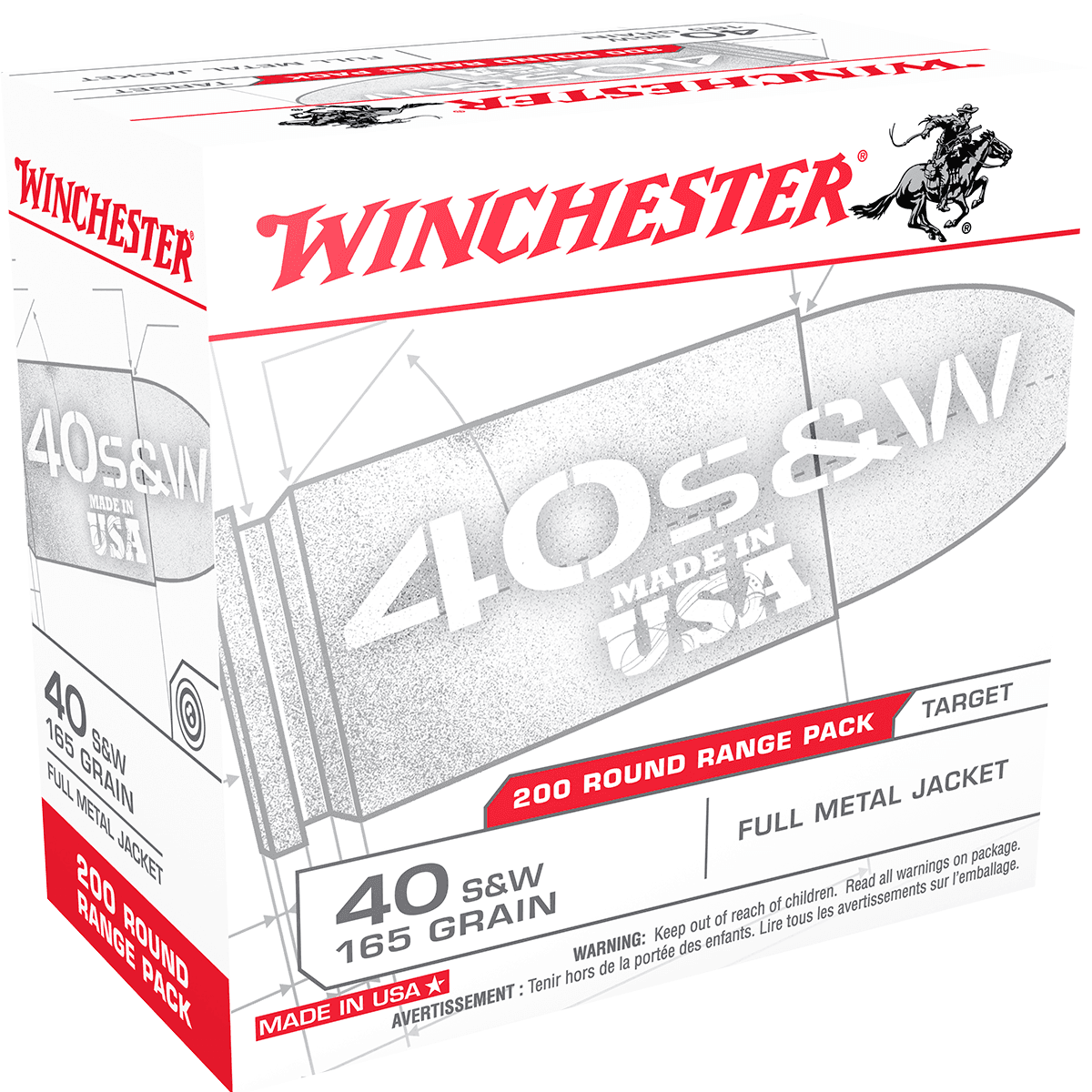 Winchester USA Range Pack 40 S&W 165 gr Full Metal Jacket 200 Per Box Handgun Ammo Winchester USA Range Pack 40 S&W 165 gr Full Metal Jacket 200 Per Box Handgun Ammo