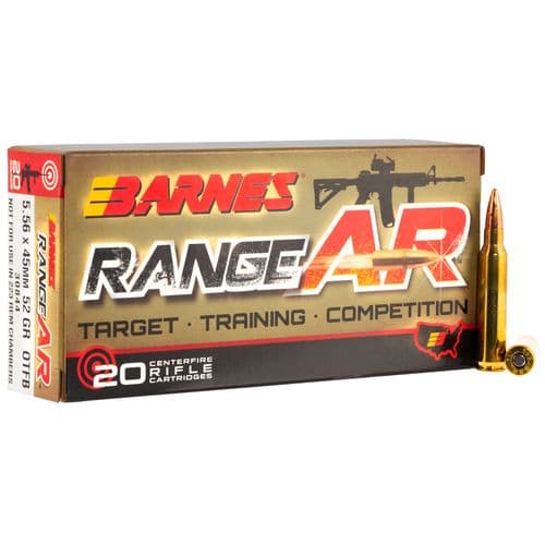 Barnes Bullets 30844 Range AR 5.56x45mm NATO 52 gr Open Tip Flat Base (OTFB) 20 Bx/ 10 Cs Barnes Bullets 30844 Range AR 5.56x45mm NATO 52 gr Open Tip Flat Base (OTFB) 20 Bx/ 10 Cs
