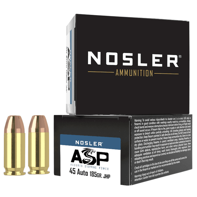 Nosler 51278 Match Grade 45 ACP 185 gr Jacketed Hollow Point (JHP) 20 Bx/ 20 Cs Nosler 51278 Match Grade 45 ACP 185 gr Jacketed Hollow Point (JHP) 20 Bx/ 20 Cs