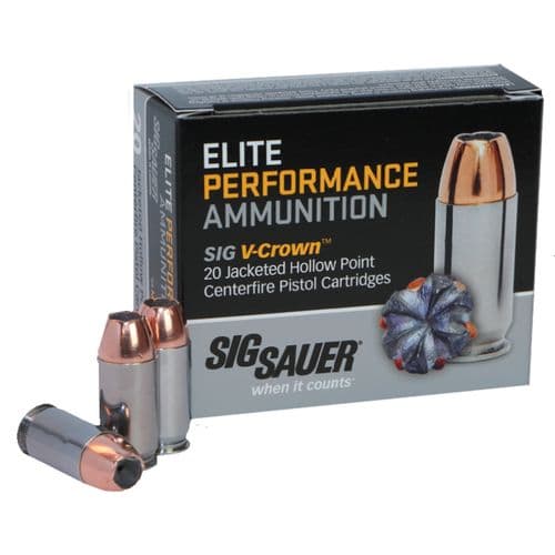 Sig Sauer E44MA120 Elite V-Crown 44 Rem Mag 240 gr Jacketed Hollow Point (JHP) 20 Bx/ 10 Cs Sig Sauer E44MA120 Elite V-Crown 44 Rem Mag 240 gr Jacketed Hollow Point (JHP) 20 Bx/ 10 Cs