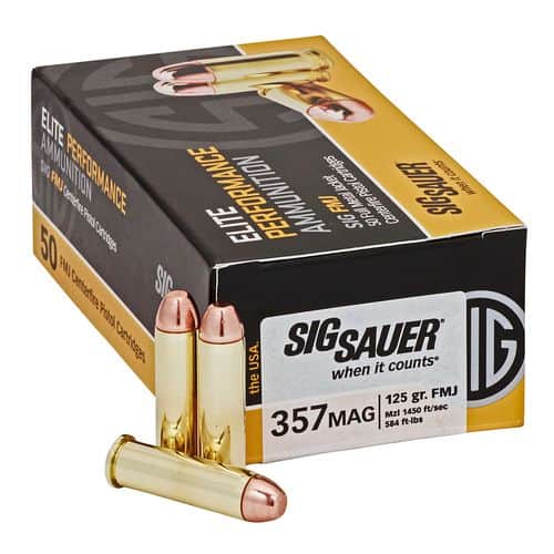 Sig Sauer E357MB50 Elite Ball 357 Mag 125 gr Full Metal Jacket (FMJ) 50 Bx/ 20 Cs Sig Sauer E357MB50 Elite Ball 357 Mag 125 gr Full Metal Jacket (FMJ) 50 Bx/ 20 Cs
