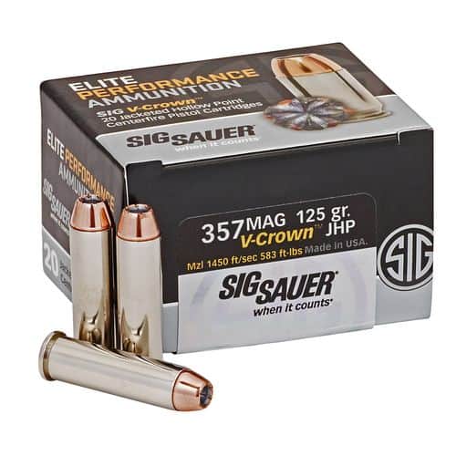 Sig Sauer E357M120 Elite V-Crown 357 Mag 125 gr Jacketed Hollow Point (JHP) 20 Bx/ 10 Cs Sig Sauer E357M120 Elite V-Crown 357 Mag 125 gr Jacketed Hollow Point (JHP) 20 Bx/ 10 Cs