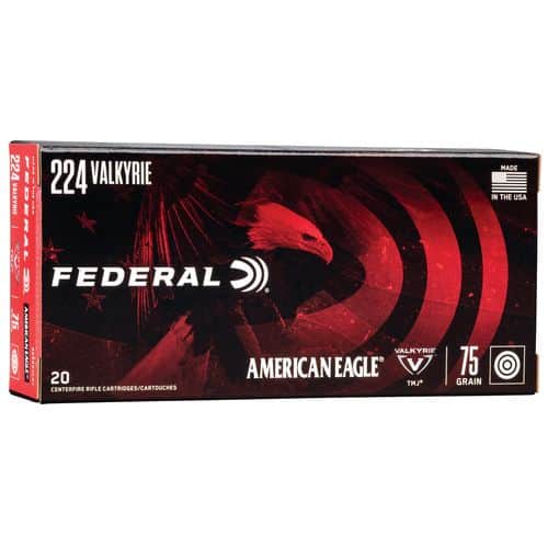 Federal AE224VLK1 American Eagle 224 Valkyrie 75 gr Total Metal Jacket (TMJ) 20 Bx/ 10 Cs Federal AE224VLK1 American Eagle 224 Valkyrie 75 gr Total Metal Jacket (TMJ) 20 Bx/ 10 Cs