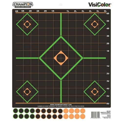 Champion Targets 46130 VisiColor Sight-In Target Self-Adhesive Paper 5-Diamond Black/Green 5 Pack Champion Targets 46130 VisiColor Sight-In Target Self-Adhesive Paper 5-Diamond Black/Green 5 Pack