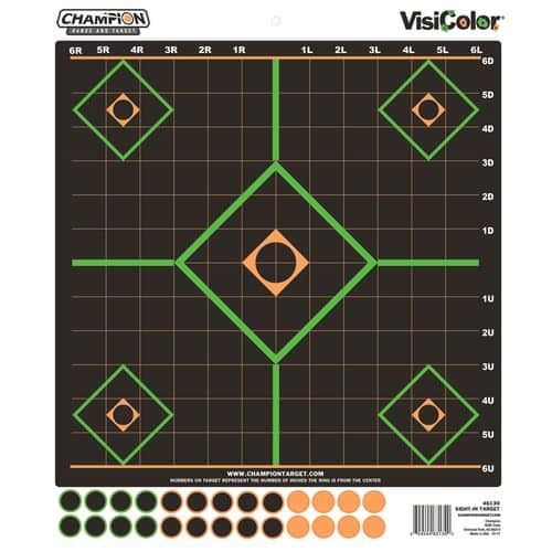 Champion Targets 46130 VisiColor Sight-In Target Self-Adhesive Paper 5-Diamond Black/Green 5 Pack Champion Targets 46130 VisiColor Sight-In Target Self-Adhesive Paper 5-Diamond Black/Green 5 Pack