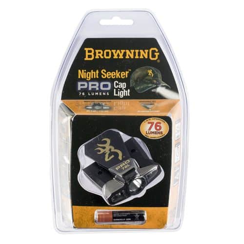 Browning 3715099 Night Seeker Pro Cap Light 12/76 Lumens Green/White LED Bulb Black 59 yds Distance Browning 3715099 Night Seeker Pro Cap Light 12/76 Lumens Green/White LED Bulb Black 59 yds Distance