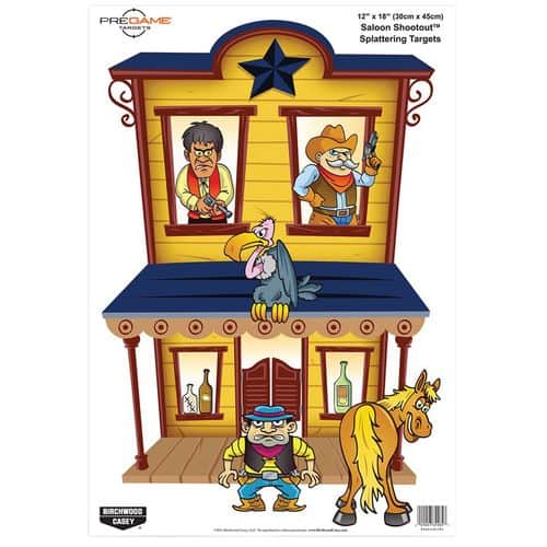 Birchwood Casey 35564 Pregame Saloon Shootout Hanging Paper Target 12" x 18" 8 Per Pack Birchwood Casey 35564 Pregame Saloon Shootout Hanging Paper Target 12" x 18" 8 Per Pack