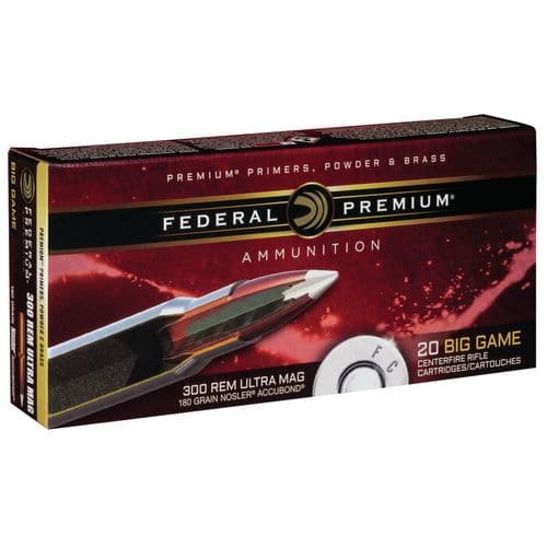 Federal P300RUMA1 Premium 300 RUM 180 gr Nosler Accubond (AB) 20 Bx/ 10 Cs Federal P300RUMA1 Premium 300 RUM 180 gr Nosler Accubond (AB) 20 Bx/ 10 Cs