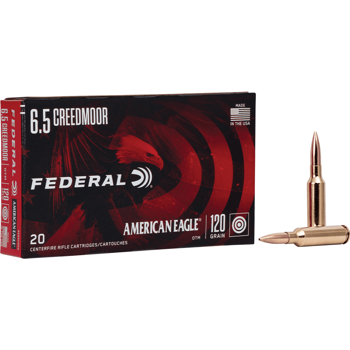 Federal AE65CRD2 American Eagle 6.5 Creedmoor 120 gr Open Tip Match (OTM) 20 Bx/ 10 Cs Federal AE65CRD2 American Eagle 6.5 Creedmoor 120 gr Open Tip Match (OTM) 20 Bx/ 10 Cs