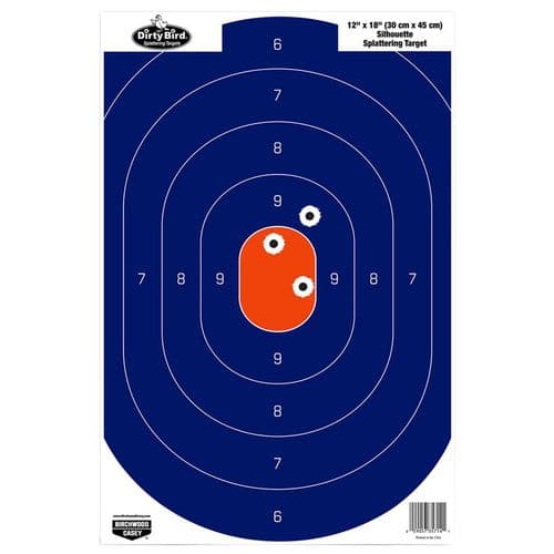 Birchwood Casey 35718 Dirty Bird Silhouette Hanging Tagboard Target 12" x 18" 8 Per Pack Blue/Orange Birchwood Casey 35718 Dirty Bird Silhouette Hanging Tagboard Target 12" x 18" 8 Per Pack Blue/Orange