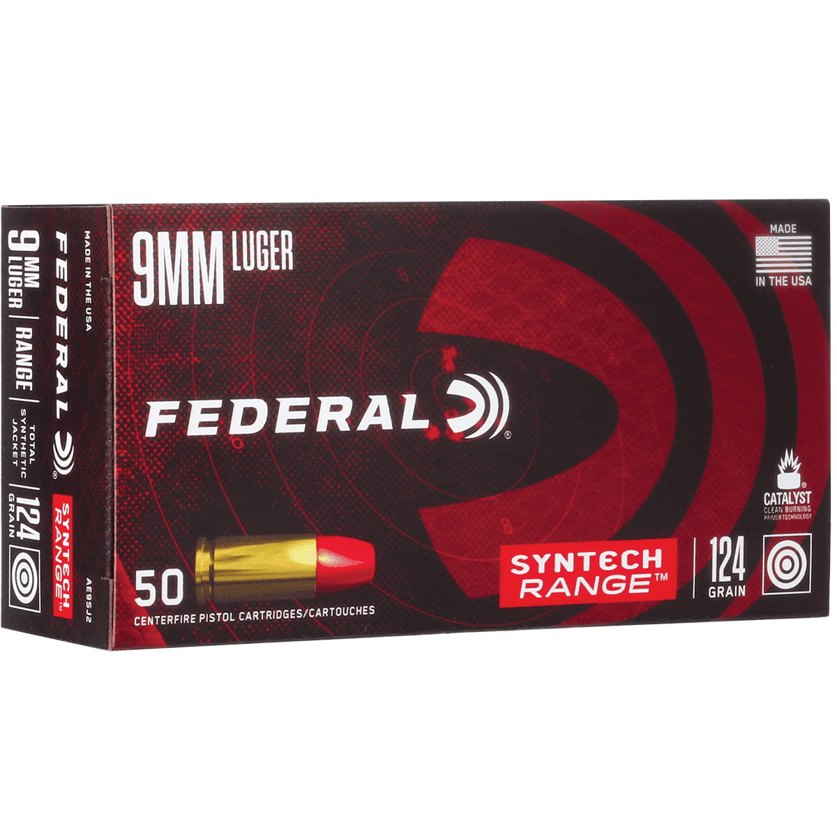 Federal AE9SJ2 American Eagle 9mm Luger 124 gr Total Syntech Jacket Round Nose (TSJRN) 50 Bx Ammo Federal AE9SJ2 American Eagle 9mm Luger 124 gr Total Syntech Jacket Round Nose (TSJRN) 50 Bx Ammo
