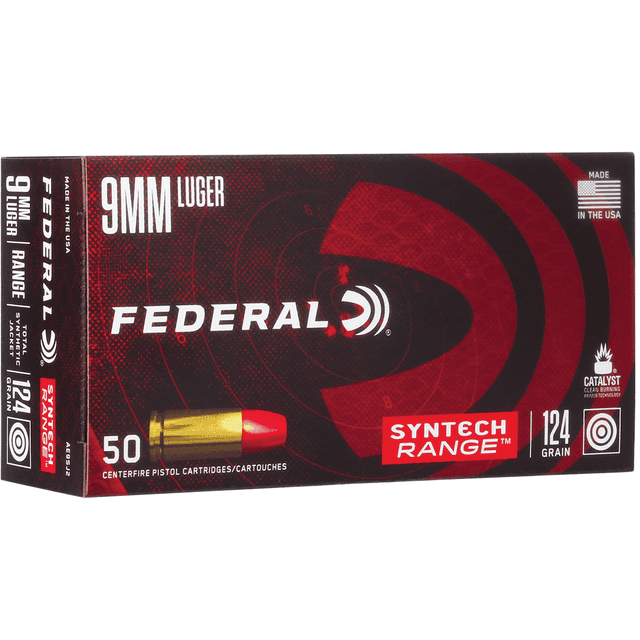 Federal AE9SJ2 American Eagle 9mm Luger 124 gr Total Syntech Jacket Round Nose (TSJRN) 50 Bx Ammo Federal AE9SJ2 American Eagle 9mm Luger 124 gr Total Syntech Jacket Round Nose (TSJRN) 50 Bx Ammo