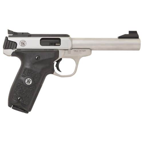 Smith & Wesson 11536 SW22 Victory Target *MA Compliant 22 LR 5.50" 10+1 Stainless Steel Black Polymer with Integrated Target Thumb Rest Grip Smith & Wesson 11536 SW22 Victory Target *MA Compliant 22 LR 5.50" 10+1 Stainless Steel Black Polymer with Integrated Target Thumb Rest Grip
