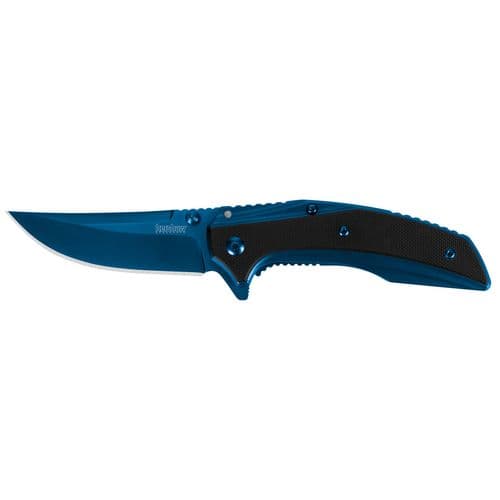 Kershaw 8320 Outright 3" Trailing Point Plain Blue PVD 8Cr13MoV G10 Black/Stainless Blue Handle Folding Kershaw 8320 Outright 3" Trailing Point Plain Blue PVD 8Cr13MoV G10 Black/Stainless Blue Handle Folding