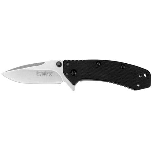 Kershaw 1555G10 Cryo 2.75" Drop Point Plain Stonewashed 8Cr13MoV SS/G10 Black/Stonewashed Steel Handle Folding Kershaw 1555G10 Cryo 2.75" Drop Point Plain Stonewashed 8Cr13MoV SS/G10 Black/Stonewashed Steel Handle Folding