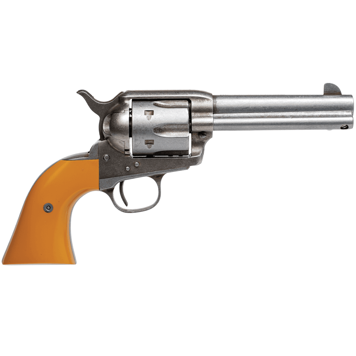 Cimarron RS410 Rooster Shooter Hollywood Series 45 Colt (LC) 6rd 4.75" Overall Original Finish Steel with Orange Finger Grooved Grip Cimarron RS410 Rooster Shooter Hollywood Series 45 Colt (LC) 6rd 4.75" Overall Original Finish Steel with Orange Finger Grooved Grip