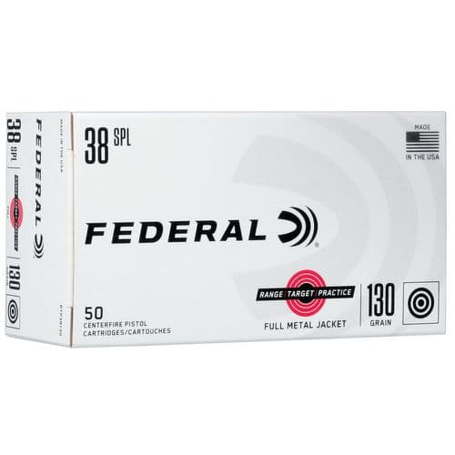 Federal RTP38130 Range and Target 38 Special 130 gr Full Metal Jacket (FMJ) 50 Bx Federal RTP38130 Range and Target 38 Special 130 gr Full Metal Jacket (FMJ) 50 Bx