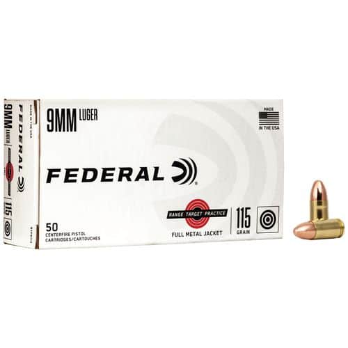 Federal RTP9115 Range and Target 9mm Luger 115 gr Full Metal Jacket (FMJ) 50 Bx/ 20 Cs Federal RTP9115 Range and Target 9mm Luger 115 gr Full Metal Jacket (FMJ) 50 Bx/ 20 Cs
