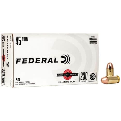 Federal RTP45230 Range and Target 45 ACP 230 gr Full Metal Jacket (FMJ) 50 Bx/ 20 Cs Federal RTP45230 Range and Target 45 ACP 230 gr Full Metal Jacket (FMJ) 50 Bx/ 20 Cs