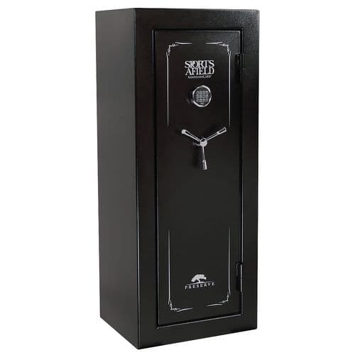 Sports Afield SECSA5924P Preserve SA5924P Electronic Keypad/Key Entry Black Textured Steel Holds 24 + 4 59" H x 24" W x 20" D Fireproof- Yes Sports Afield SECSA5924P Preserve SA5924P Electronic Keypad/Key Entry Black Textured Steel Holds 24 + 4 59" H x 24" W x 20" D Fireproof- Yes