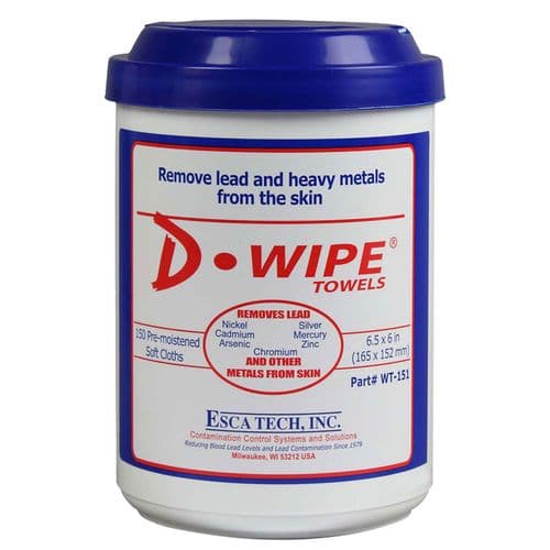 ESCA Tech WT150 D-Wipe Disposable Towels 6" x 6.50" 150 per Canister/8 per Case ESCA Tech WT150 D-Wipe Disposable Towels 6" x 6.50" 150 per Canister/8 per Case