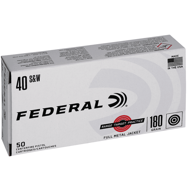Federal 40 S&W 180 gr Full Metal Jacket (FMJ) Handgun Ammo Federal 40 S&W 180 gr Full Metal Jacket (FMJ) Handgun Ammo