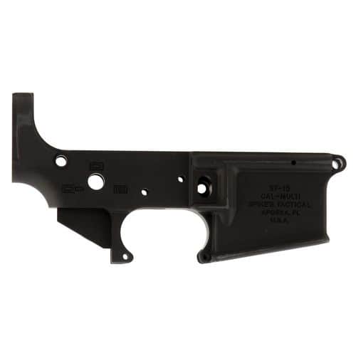 Spikes STLS045 No Logo Stripped Lower Receiver Multi-Caliber 7075-T6 Aluminum Black Anodized for AR-15 Spikes STLS045 No Logo Stripped Lower Receiver Multi-Caliber 7075-T6 Aluminum Black Anodized for AR-15