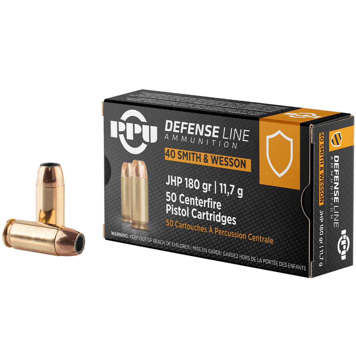 PPU PPD40 Defense 40 S&W 180 gr Handgun Ammo JHP PPU PPD40 Defense 40 S&W 180 gr Handgun Ammo JHP