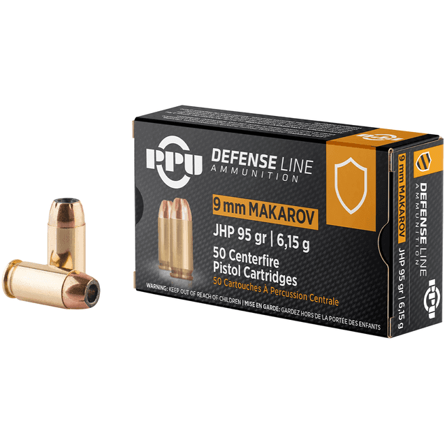 PPU PPD9M Defense 9x18 Makarov 93 gr Jacketed Hollow Point (JHP) 50 Bx/ 20 Cs PPU PPD9M Defense 9x18 Makarov 93 gr Jacketed Hollow Point (JHP) 50 Bx/ 20 Cs