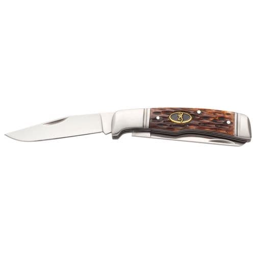Browning 3220012 Joint Venture 2.88" Folding Drop Point/Spey Point Plain 8Cr13MoV SS Blade Brown Jigged Bone Handle Browning 3220012 Joint Venture 2.88" Folding Drop Point/Spey Point Plain 8Cr13MoV SS Blade Brown Jigged Bone Handle