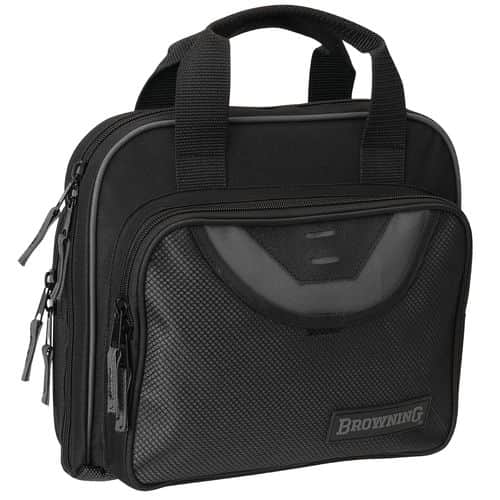 Browning 12902099 Crossfire Double Pistol Case 12.5" x 10.5" x 3.5" Black with Gray Trim Browning 12902099 Crossfire Double Pistol Case 12.5" x 10.5" x 3.5" Black with Gray Trim