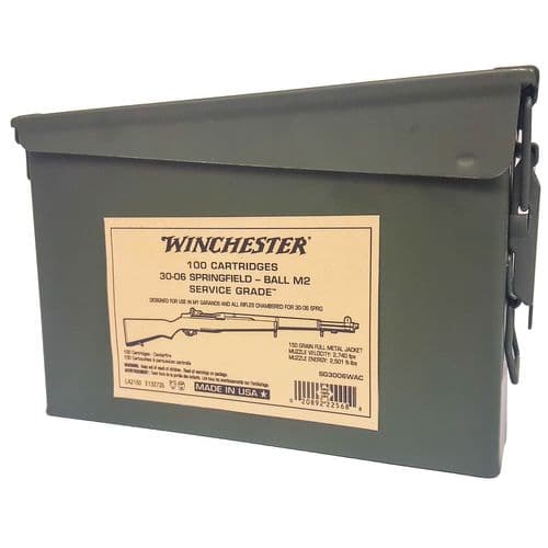 Winchester Ammo SG3006WAC Service Grade 30-06 Springfield 150 gr Full Metal Jacket (FMJ) 100 Bx/2 Cs (Ammo Can) Winchester Ammo SG3006WAC Service Grade 30-06 Springfield 150 gr Full Metal Jacket (FMJ) 100 Bx/2 Cs (Ammo Can)