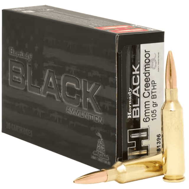 Hornady 81396 Black 6mm Creedmoor 105 gr Boat Tail Hollow Point 20 Per Box Hornady 81396 Black 6mm Creedmoor 105 gr Boat Tail Hollow Point 20 Per Box