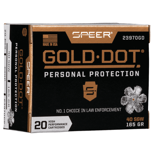 Speer Gold Dot Personal Protection 40 S&W 165 gr Hollow Point Handgun Ammo Speer Gold Dot Personal Protection 40 S&W 165 gr Hollow Point Handgun Ammo