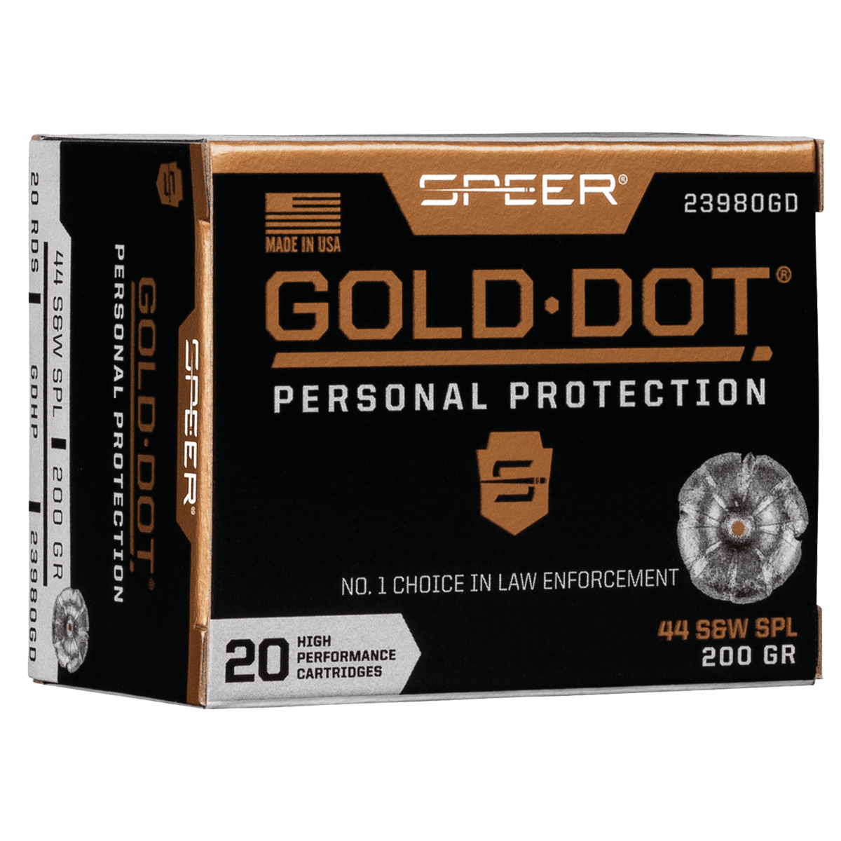 Speer Ammo Gold Dot Personal Protection 44 S&W Spl 200 gr Hollow Point (HP) 20 Box Speer Ammo Gold Dot Personal Protection 44 S&W Spl 200 gr Hollow Point (HP) 20 Box