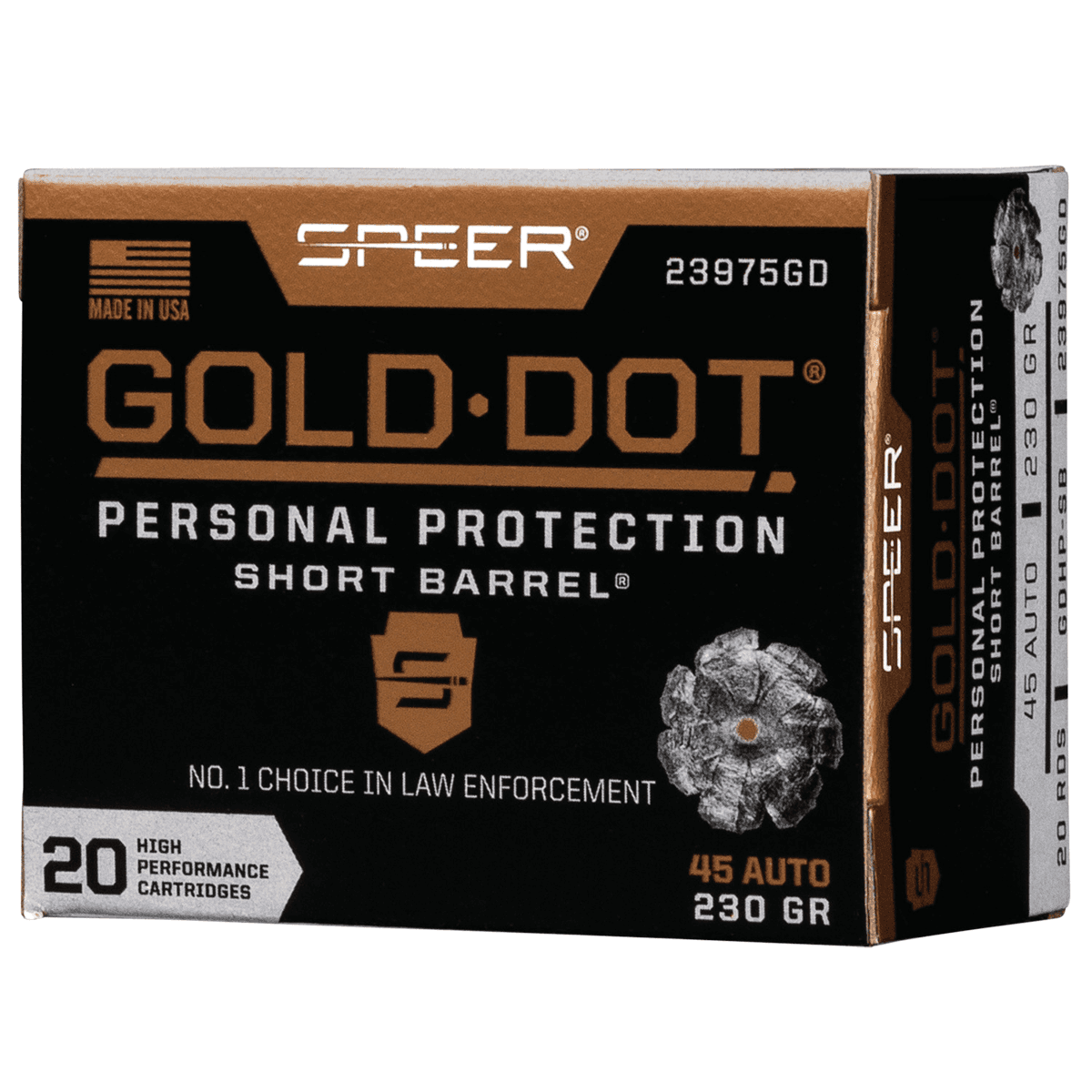 Speer Gold Dot Personal Protection Short Barrel 45 ACP 230 gr Hollow Point Handgun Ammo Speer Gold Dot Personal Protection Short Barrel 45 ACP 230 gr Hollow Point Handgun Ammo
