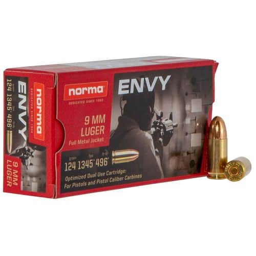 Norma Ammunition (RUAG) 299440050 Envy 9mm Luger 124 gr Full Metal Jacket (FMJ) 50 Bx/ 20 Cs Norma Ammunition (RUAG) 299440050 Envy 9mm Luger 124 gr Full Metal Jacket (FMJ) 50 Bx/ 20 Cs