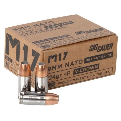 Sig Sauer Elite Defense M17 9mm Luger +P 124 gr V Crown Jacketed Hollow Point - E9MMA2PM1720 Sig Sauer Elite Defense M17 9mm Luger +P 124 gr V Crown Jacketed Hollow Point - E9MMA2PM1720